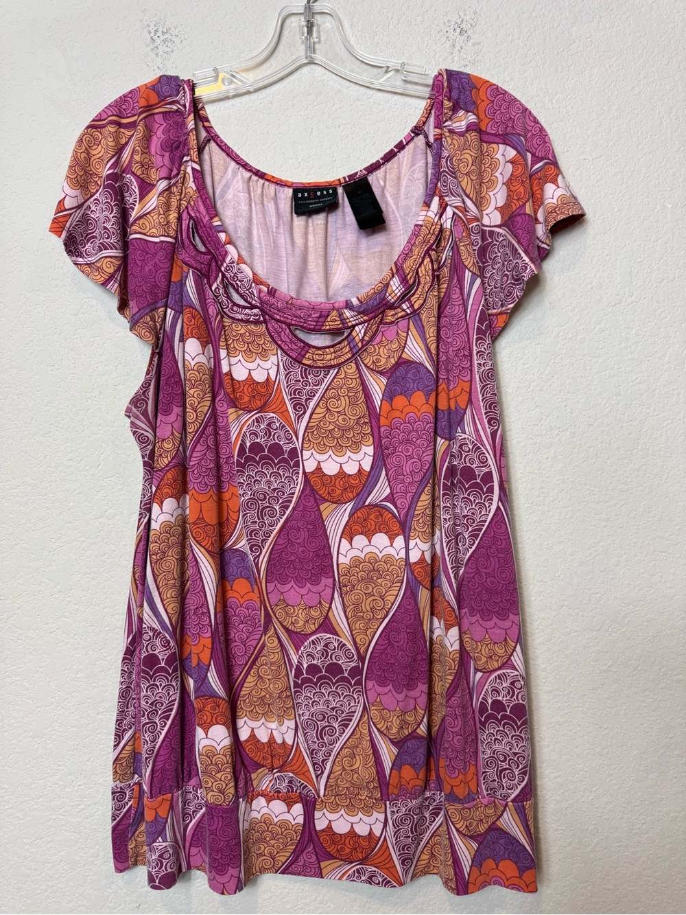 Vintage Liz Claiborne Axcess Teardrop Paisley Boho Scoop Neck Tunic Plus Size 2X